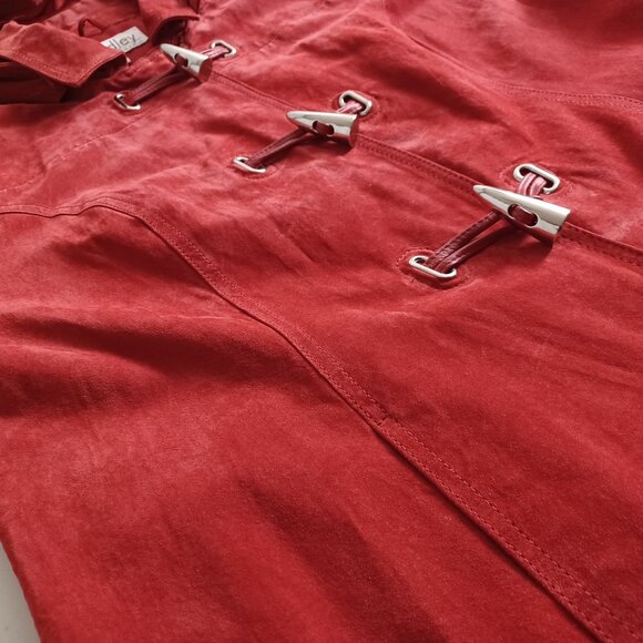 Bradley Bayou Red Suede Detachable Hood Coat - Picture 5 of 16